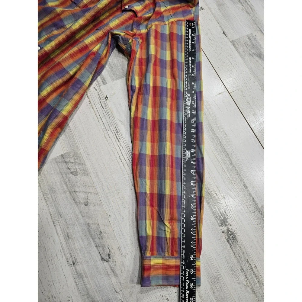 Rough Stock Panhandle Slim Mens XL Western‎ Pearl Snap Plaid Shirt Multi R0S9277